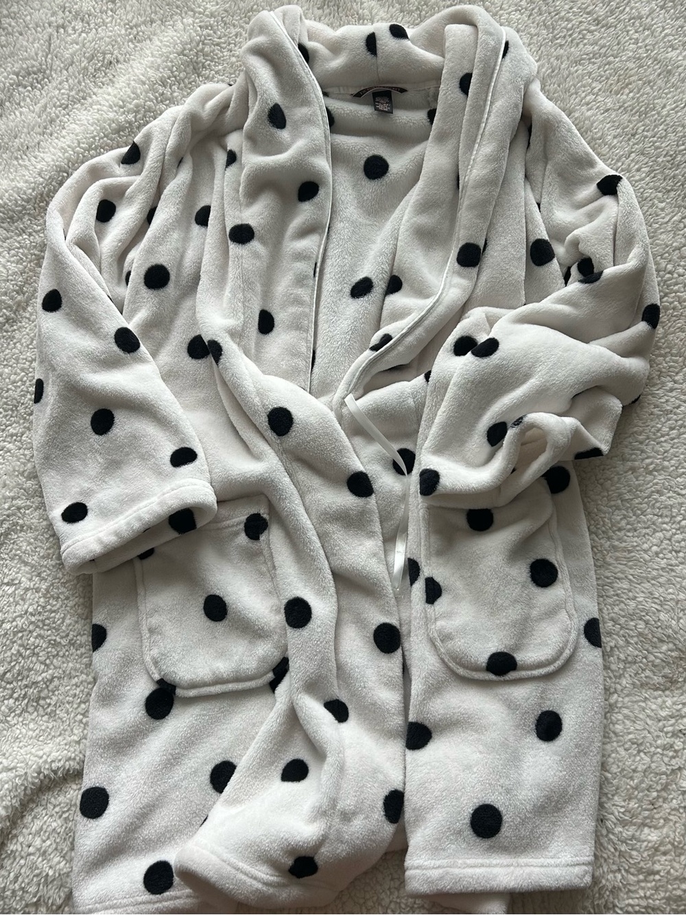 Victoria's Secret White and Black Plush Robe